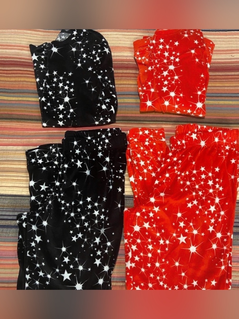 just be Star-Print Leggings & Shorts Set - Black and Red